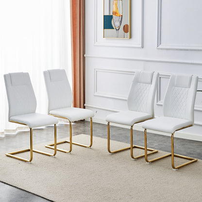 Skye Dining Chair Golden Metal Leg (Set of 6) - White