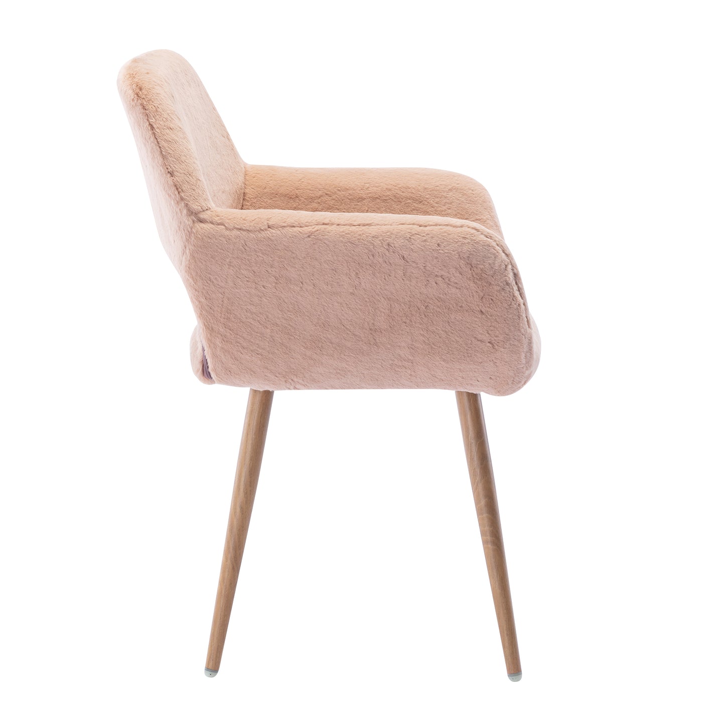 Moka Dining Faux Fur Chair with Solid  Steel Leg- Camel