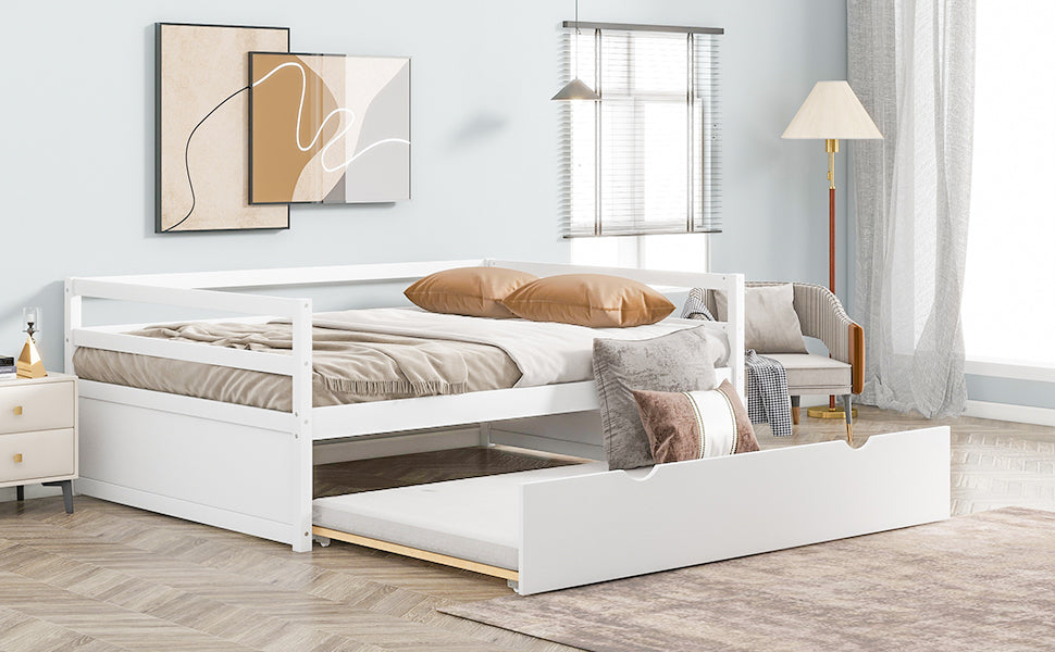 Zim Twin Size Daybed with Twin Size Trundle - White