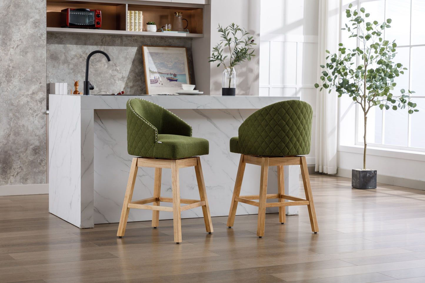 COOLMORE Bar Stools - Green Set of 2