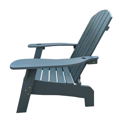 Surno Outdoor Wood Adirondack Chair with Umbrellaan hole - Gray