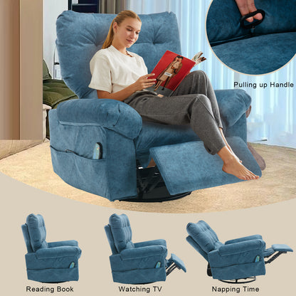 Aria Fabric Rocker Recliner Chair with Massage and Heat - Blue