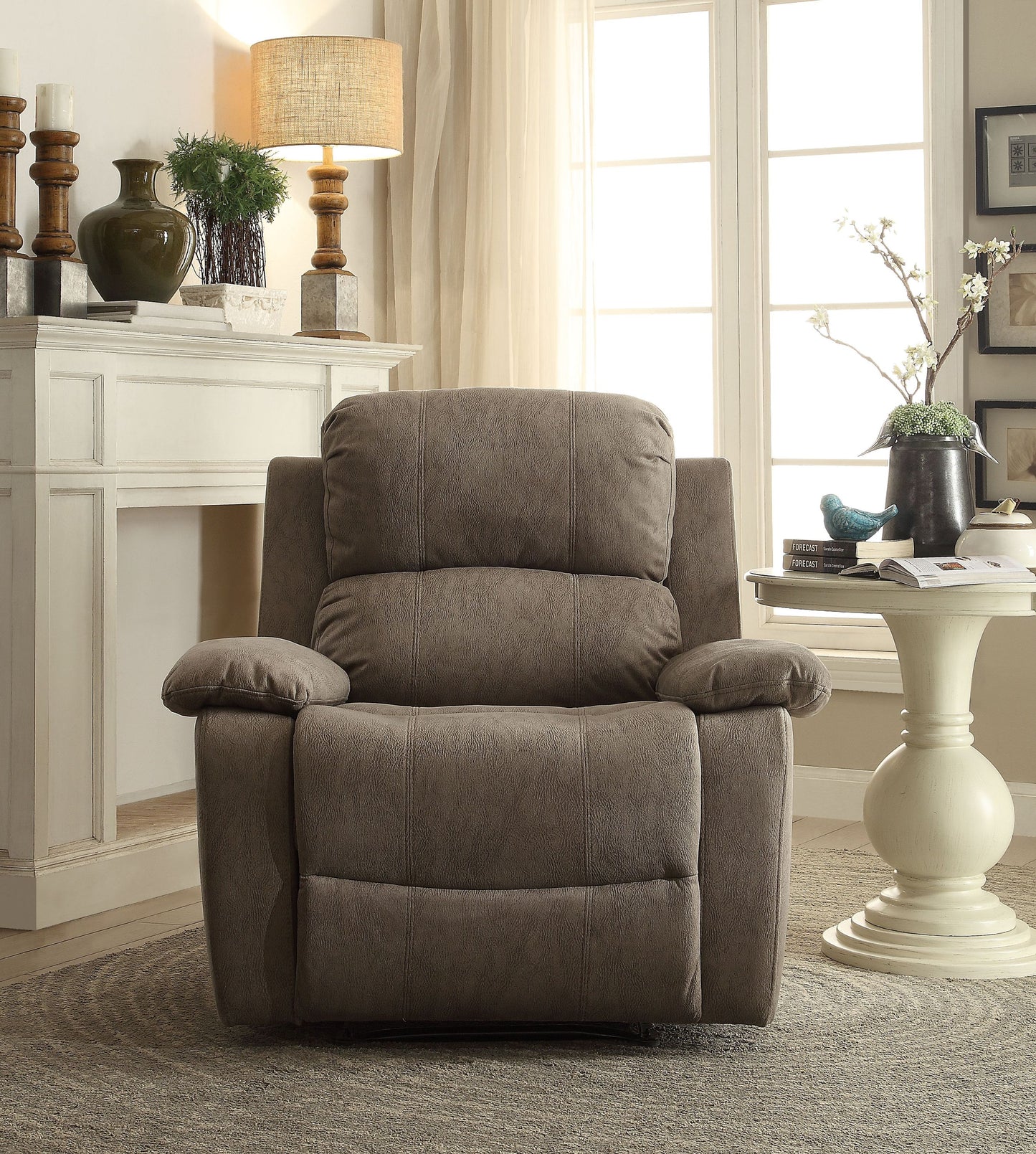 Aeon Polished Recliner with Pillow Top Arm - Gray