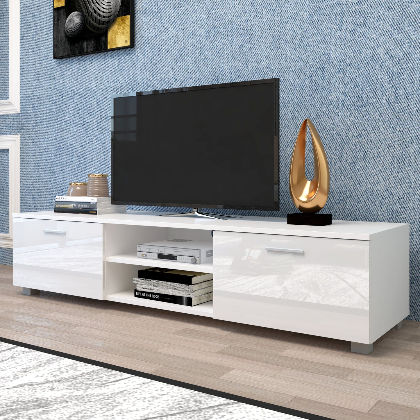 Jared TV Stand Media Console Entertainment Center - White