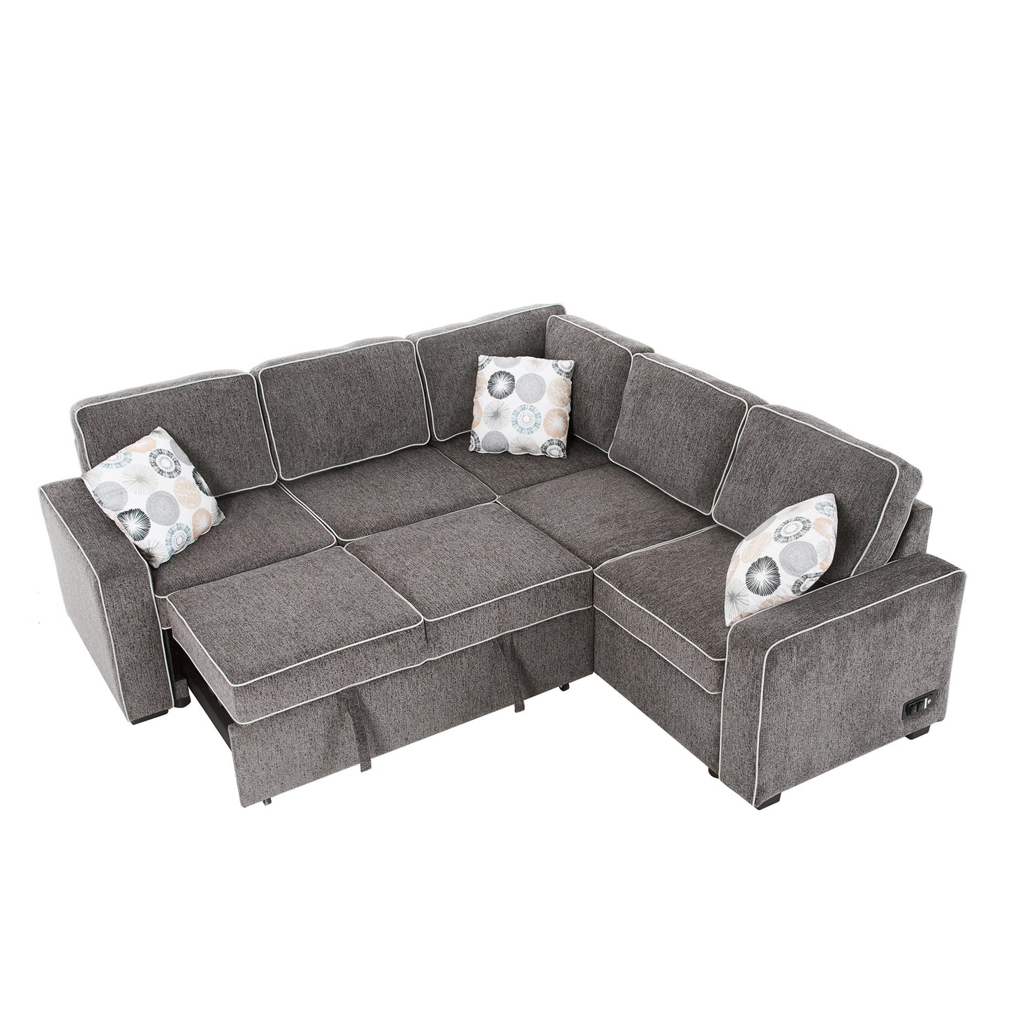 Berg L-Shaped Pull Out Convertible Sleeper Sofa - Dark Gray