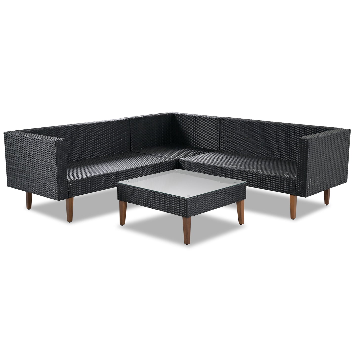 Selma  4 Pc Outdoor Wicker Sofa Set - Black+ Gray