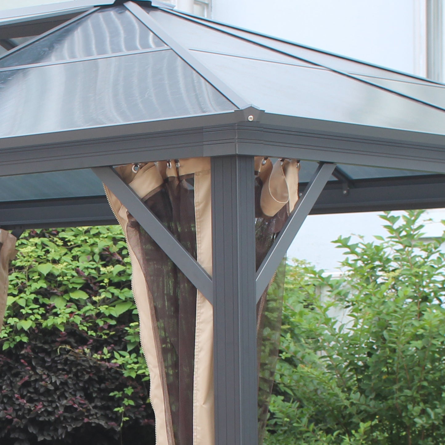 Kaplan 10 x 12 ft Hardtop Gazebo Canopy with Top Vent - Gray