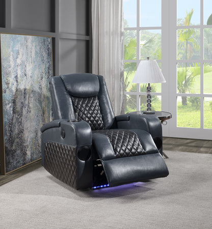 Alair Power Motion Recliner w/Bluetooth Speaker - Blue+Black