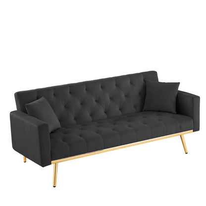 I-U Convertible Folding Futon Sofa Bed - Black