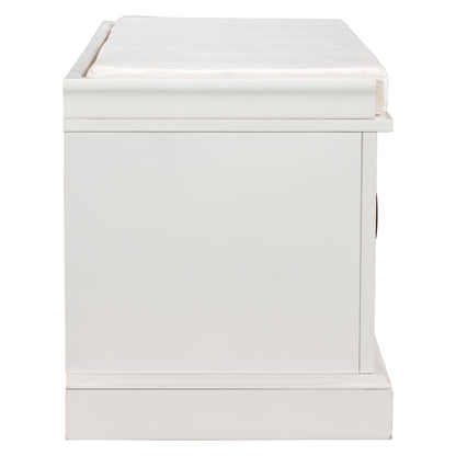 Stash Storage Bench with 2 Drawers and 2 Cabinets - White