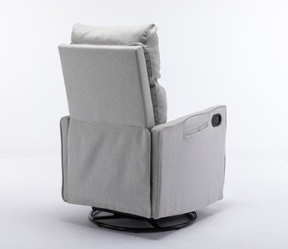 Cotton Linen Fabric Swivel Rocking Chair - Light Gray