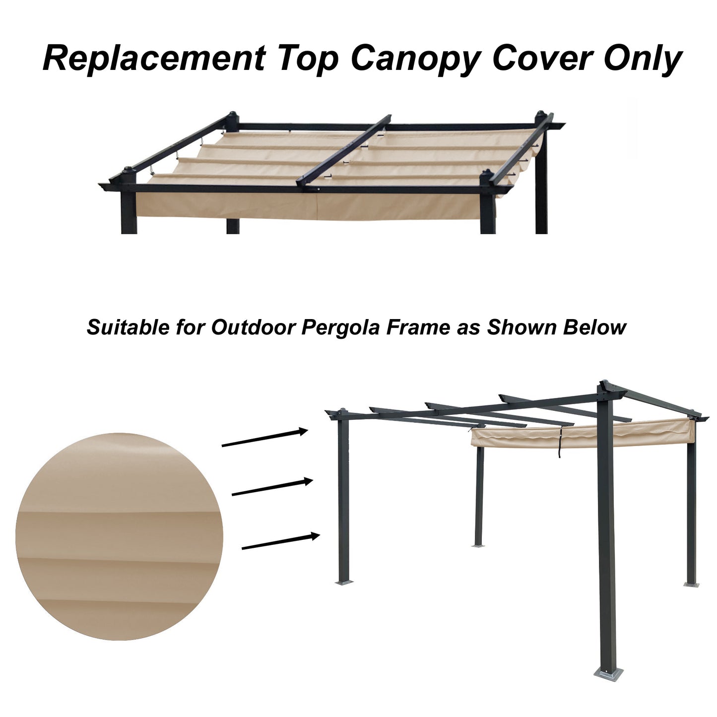 Oscar 13 x 10 ft Replacement Canopy Top Cover Fabric - Khaki