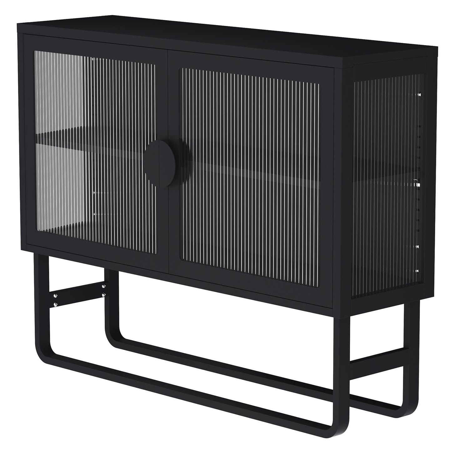 Tempered Glass Cabinet Credenza - Black