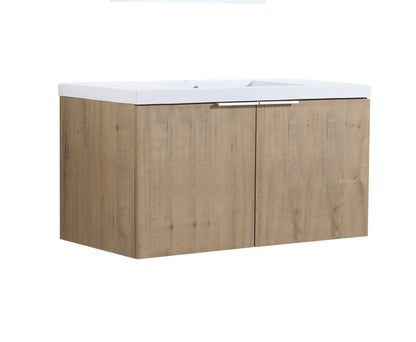 Jett Float Mounting Bathroom Vanity With Sink - Oak