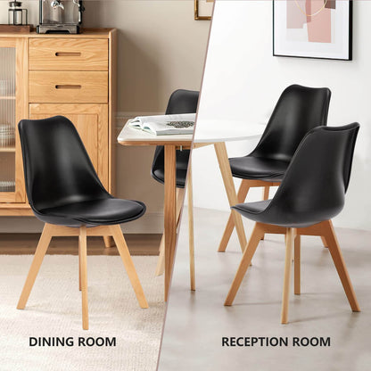 Torrez Pu Dining Chairs with Wood Leg (Set of 4) - Black