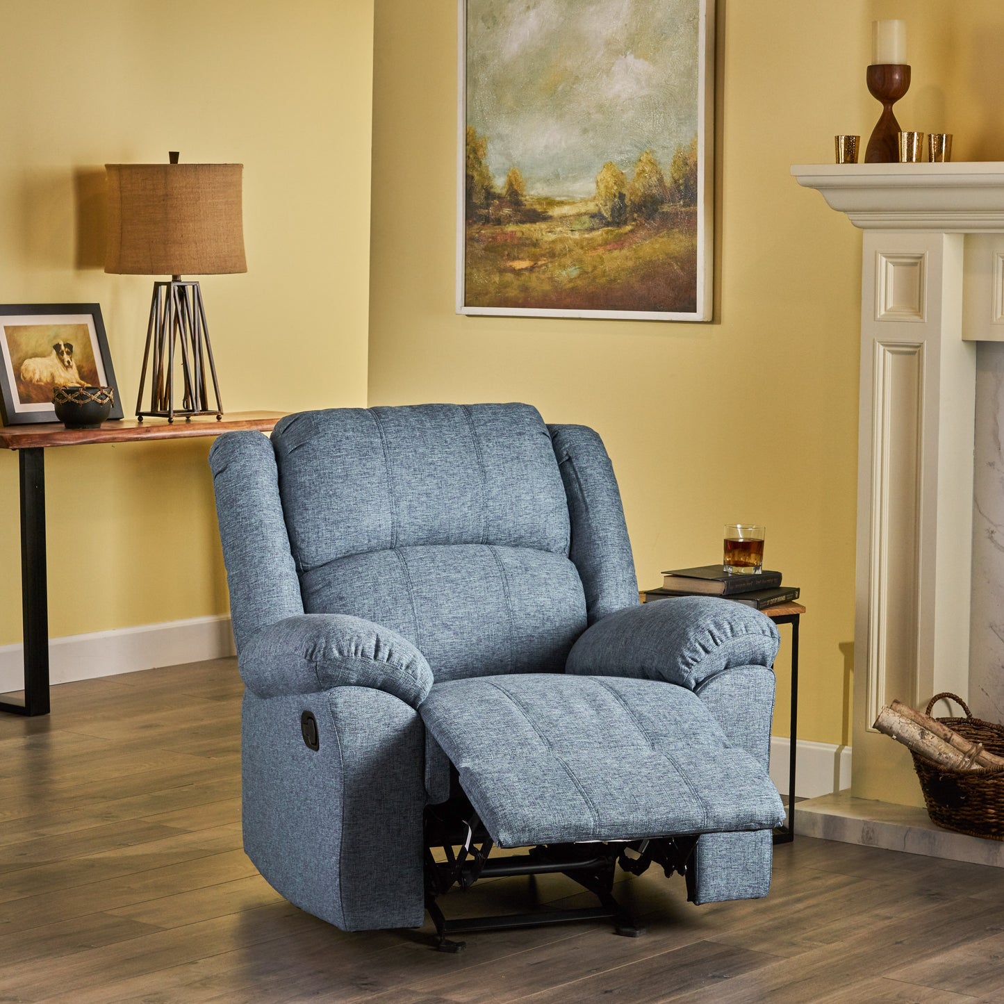 Cole Manual Recliner Chair - Navy Blue