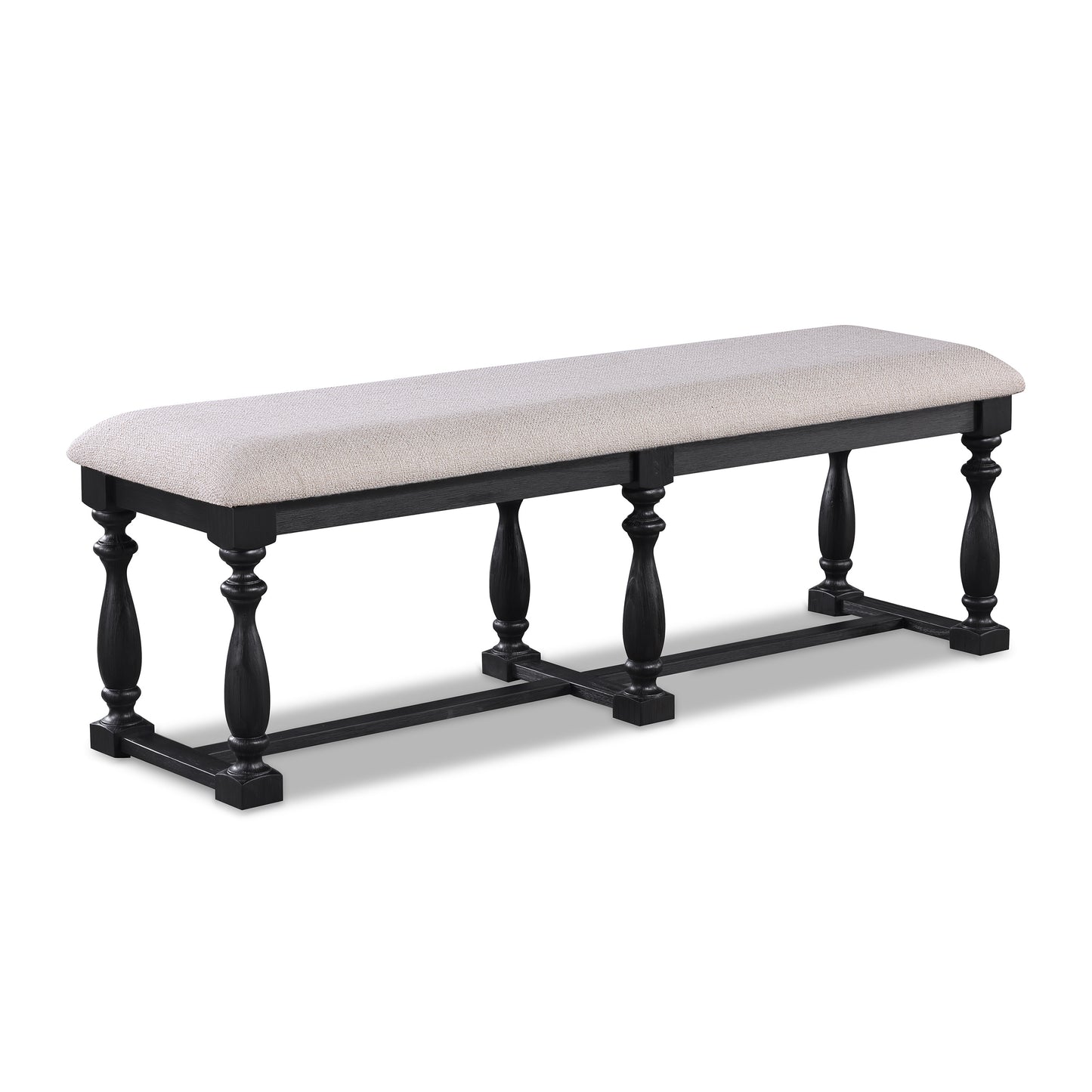 Otto Fabric Upholstery Solid Wood Benches - Charcoal