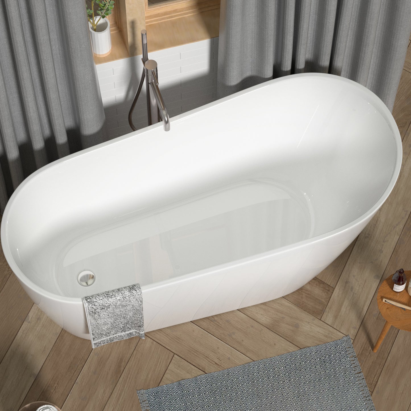 Topa 55" Acrylic Freestanding Soaking Bathtub  - White