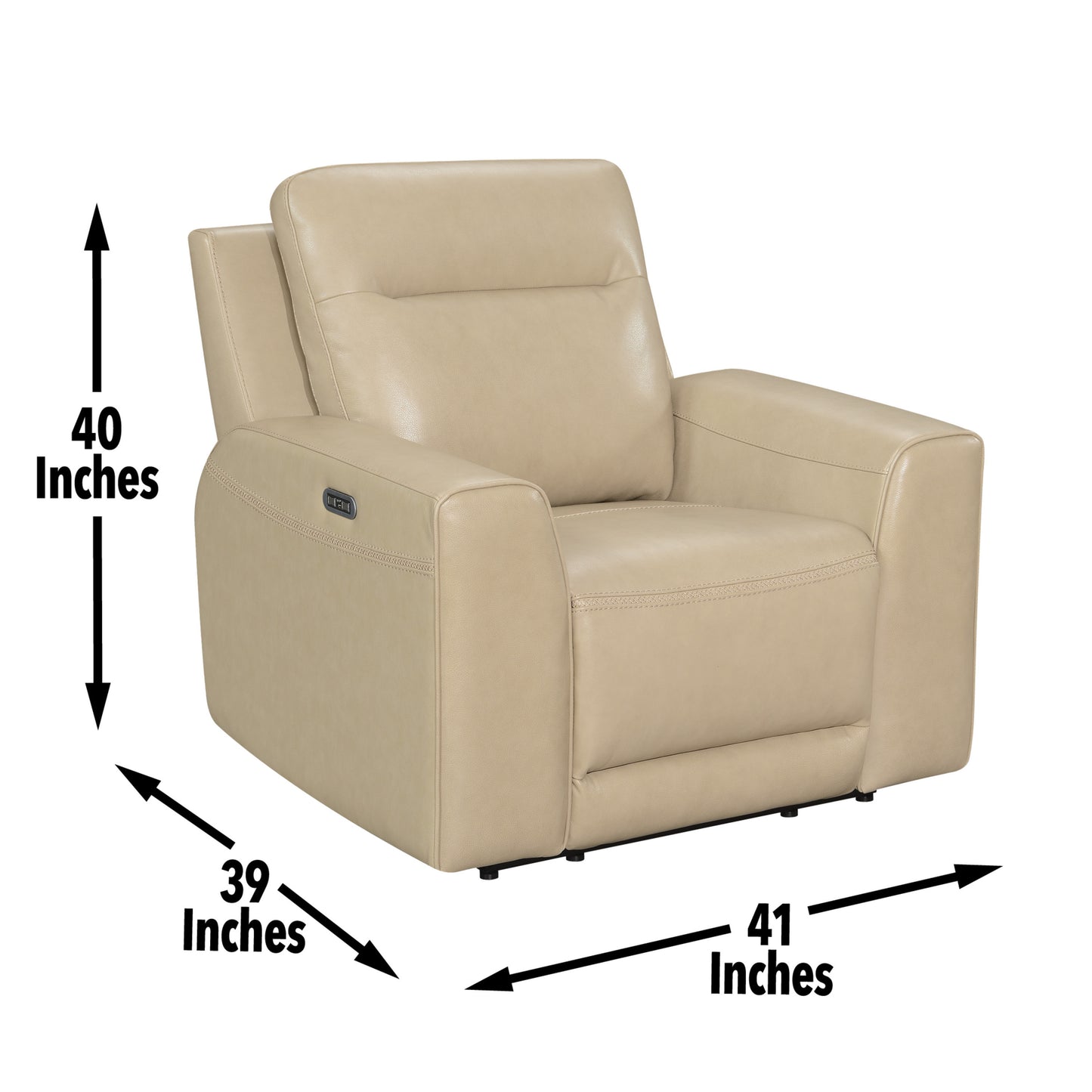 Elena Silhouette Leather Power Reclining  - Tan