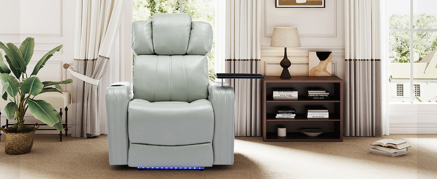 Xavier PU Leather Power Recliner - Gray