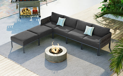 Shana 9 Pc  Aluminum Patio Sectional Sofa Set - Gray