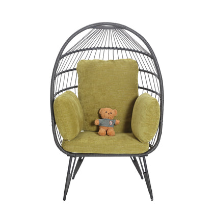 Mora Egg Wicker Outdoor Indoor Basket Chair - Olive Green