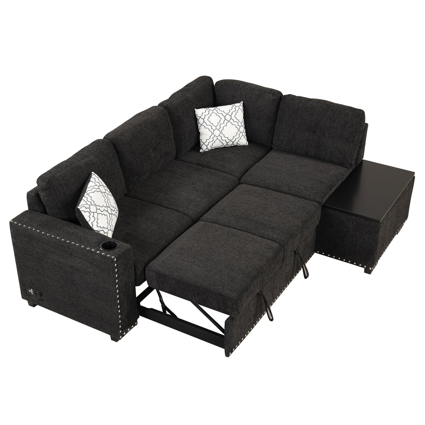 Javier Reversible Sectional Pull-Out Sofa Bed - Black