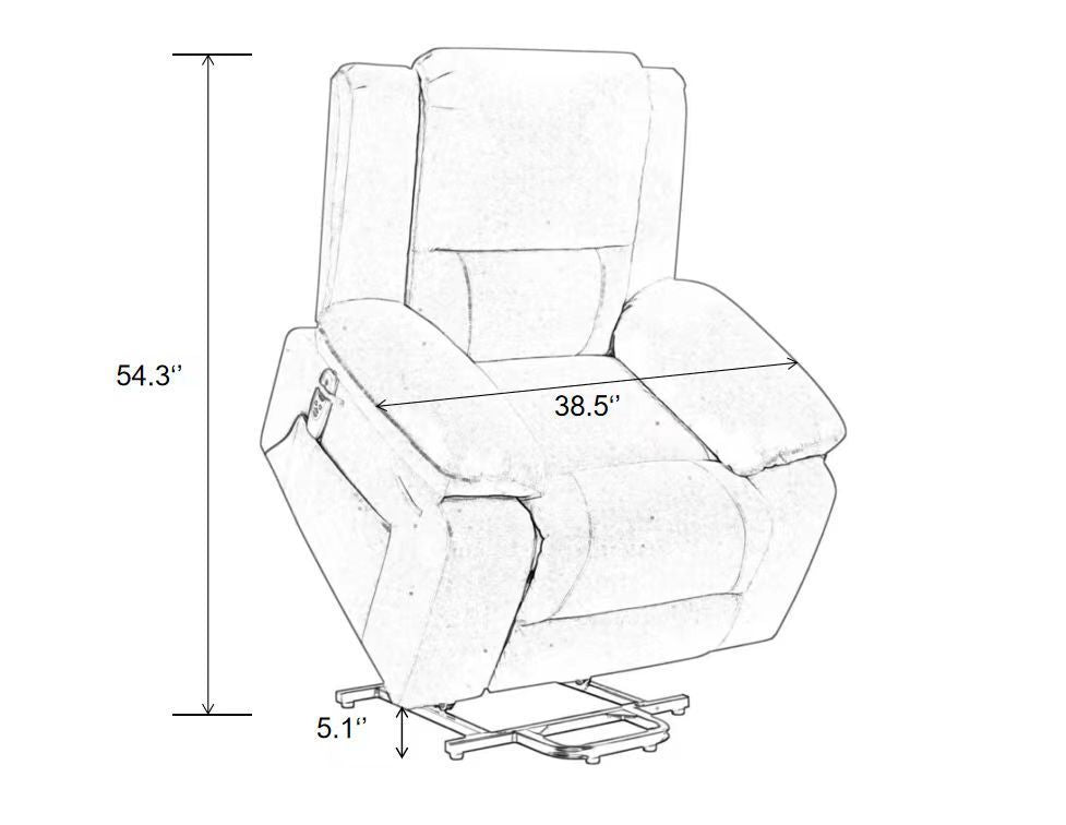 Solace Electric Power Recliner Chair with Massage and Heatin - Light Grey