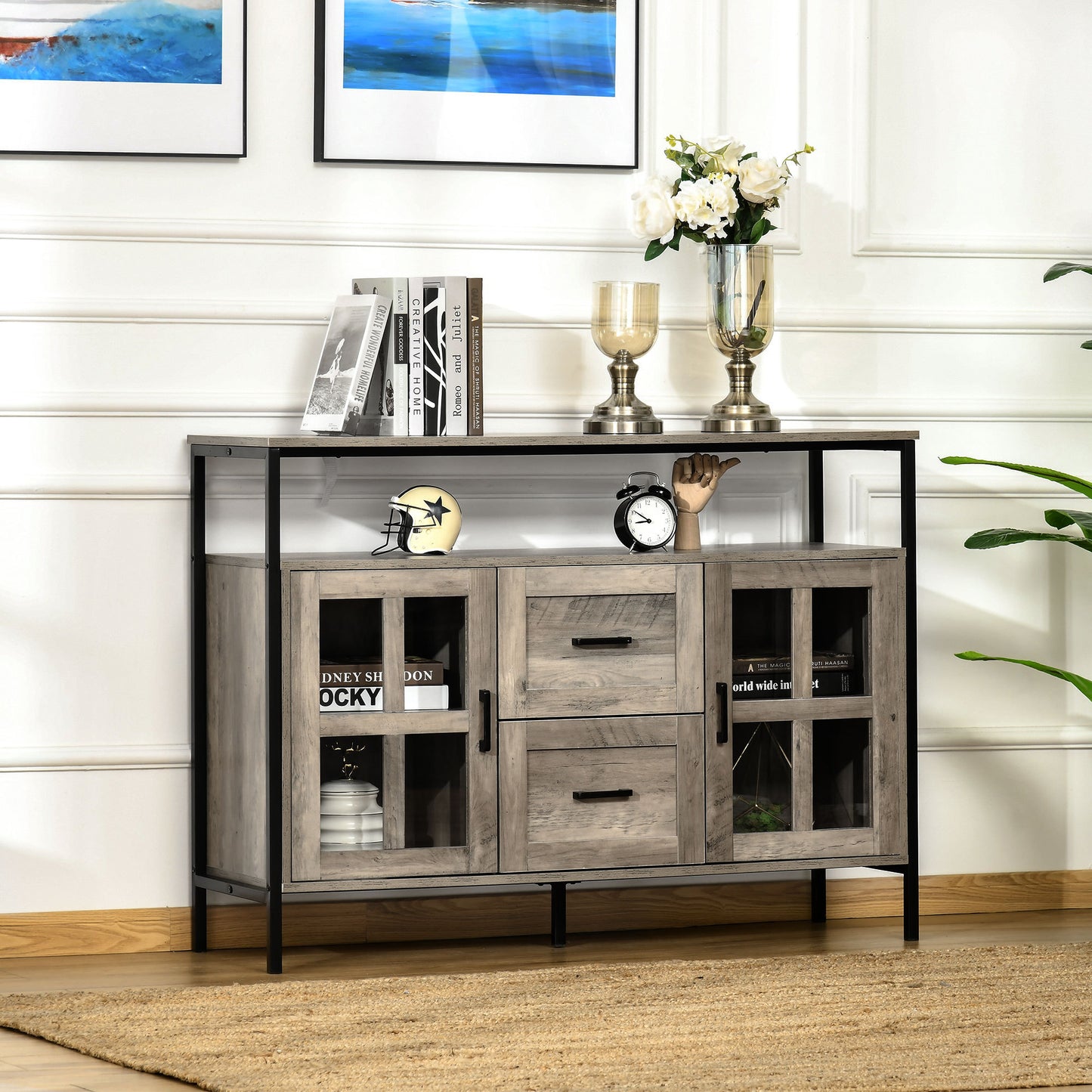 Vivo Industrial Sideboard Buffet Cabinet - Gray