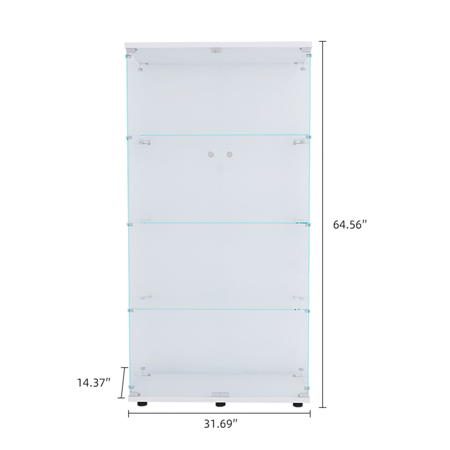 Mega 4 Shelves Glass Display Cabinet - White