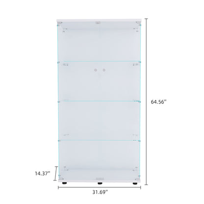 Mega 4 Shelves Glass Display Cabinet - White