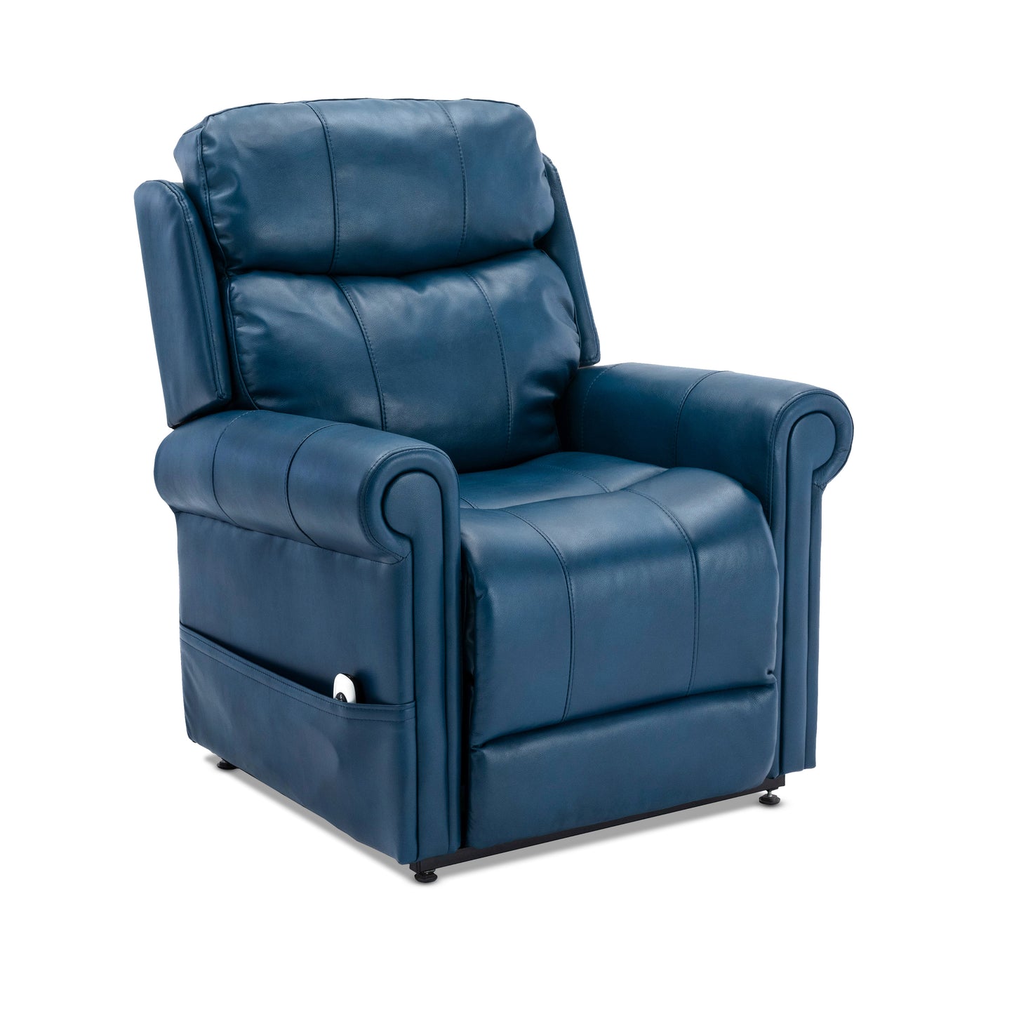 Lowell Leather Gel Lift Chair with Massage - Navy Blue