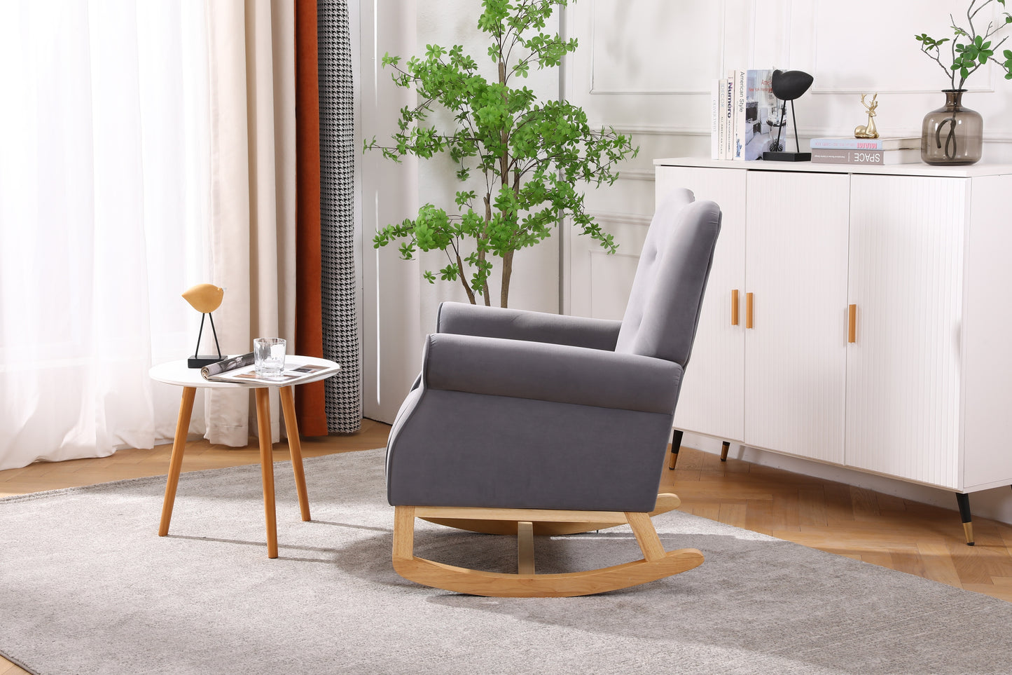 Jarvis Velvet Rocking Chair - Gray