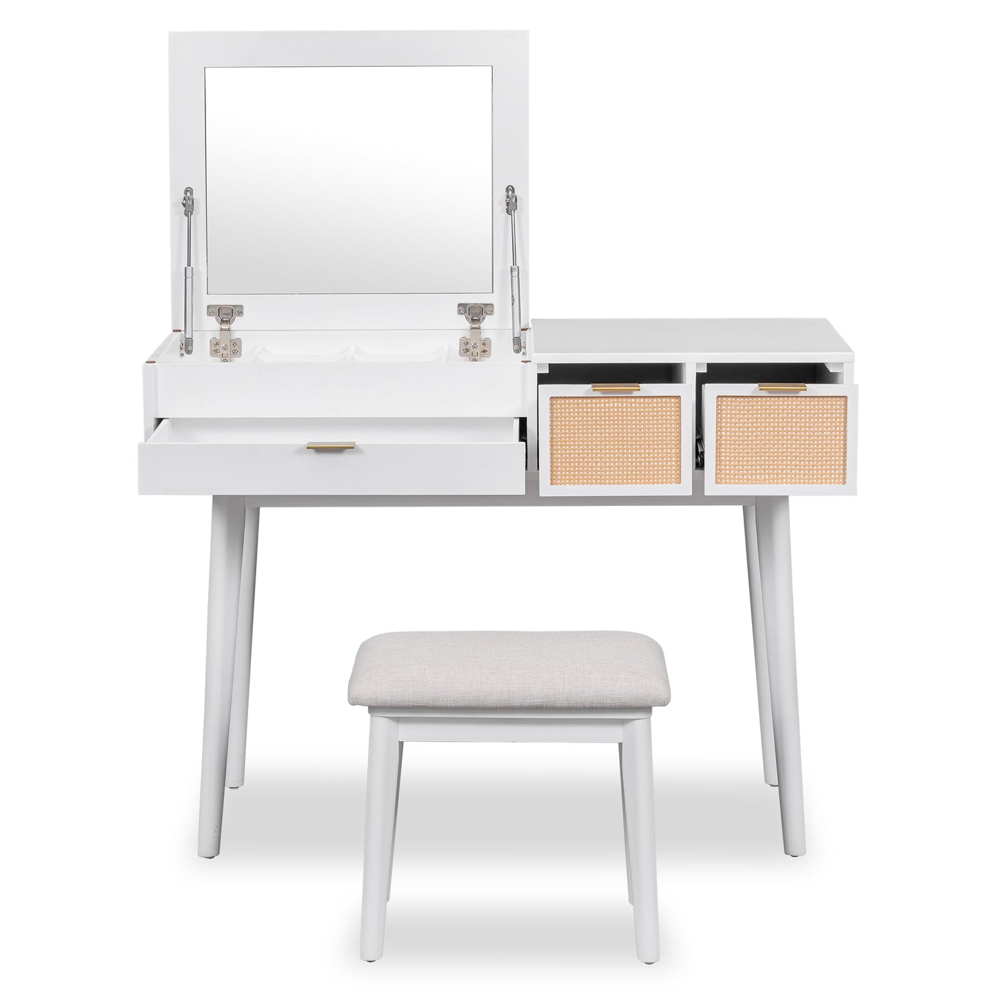 Volay Makeup Vanity Desk Set with Flip-top Mirror - White