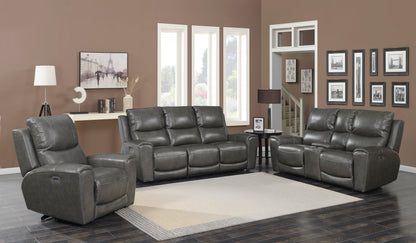 Ray Leather Power Reclining Loveseat with Console