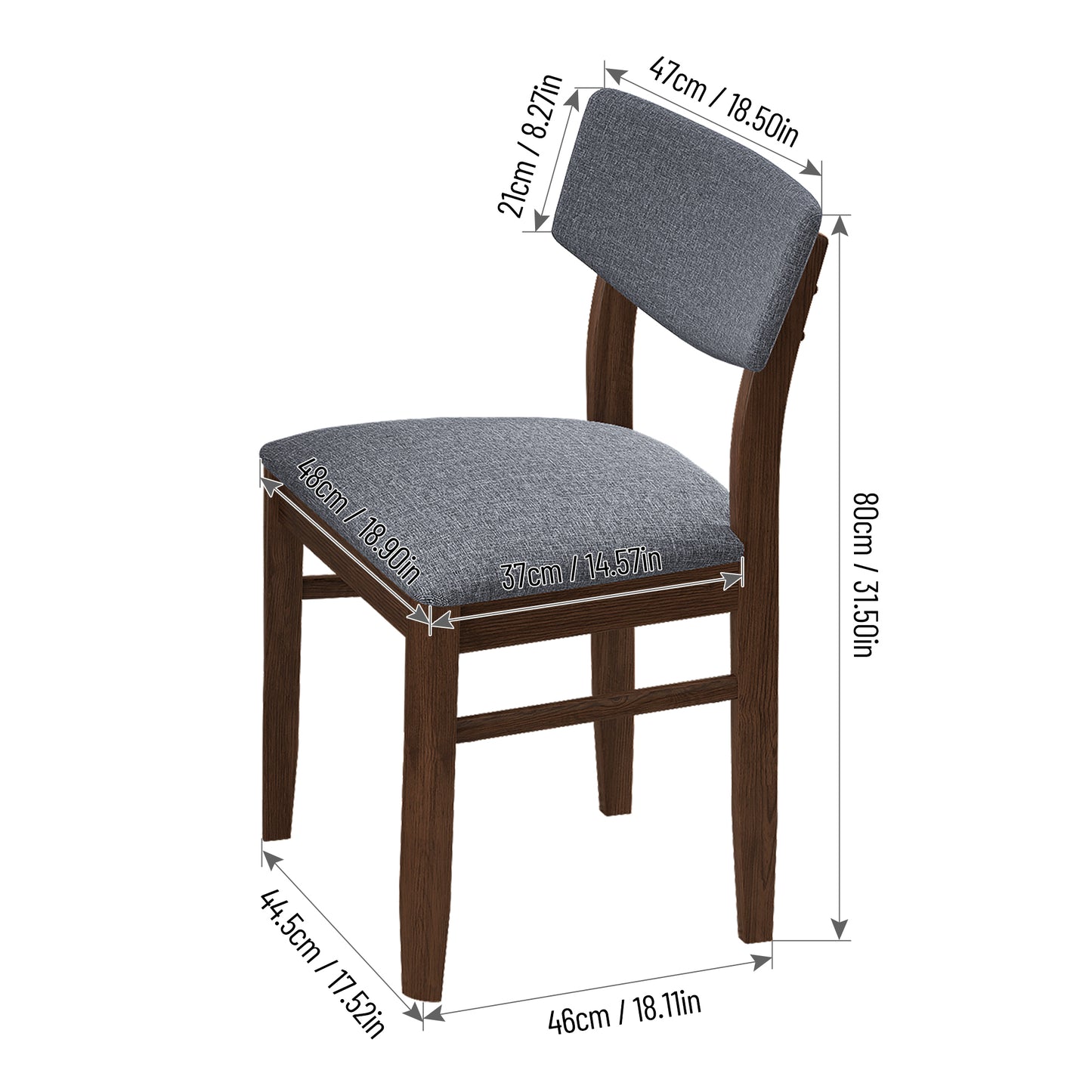 Burchard  Fabric Cushion Retro Dining Chairs (Set of 2) - Walnut