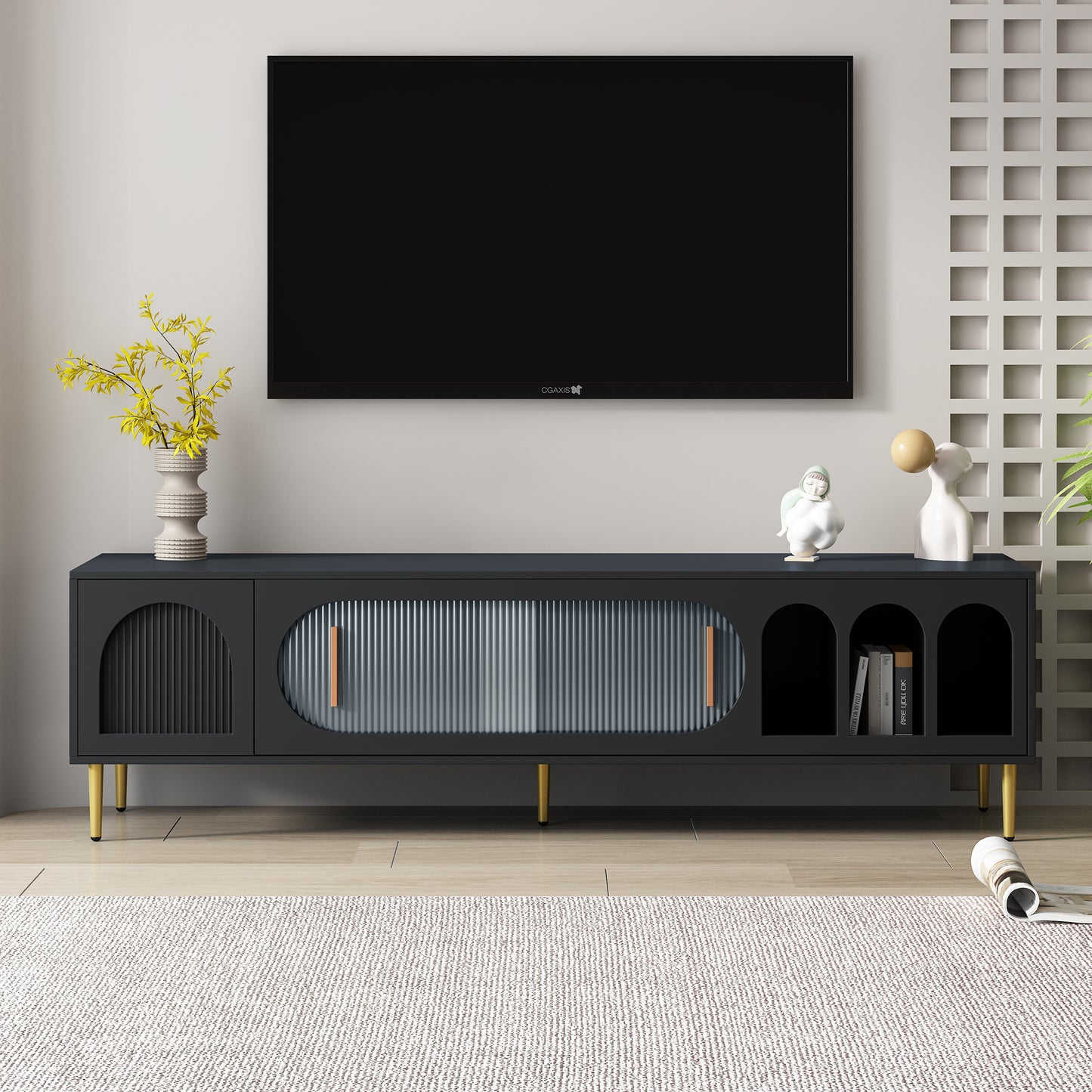 Jona TV Stand Entertainment Center - Black