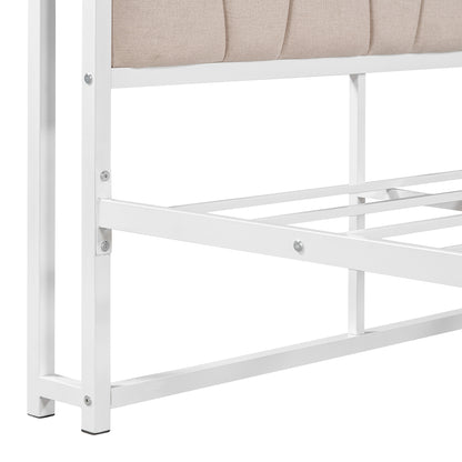 Quest Queen Size Metal Platform Bed Frame with Trundle - White