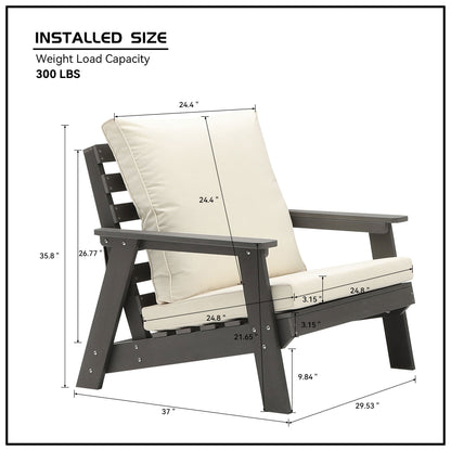 Micki Outdoor Single Sofa with Cushion - Gray/Beige