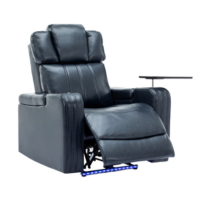 Xavier PU Leather Power Recliner - Blue