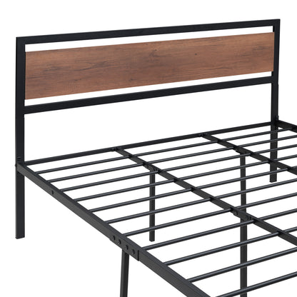 Quasar Queen Size Metal and Wood Platform Bed - Black