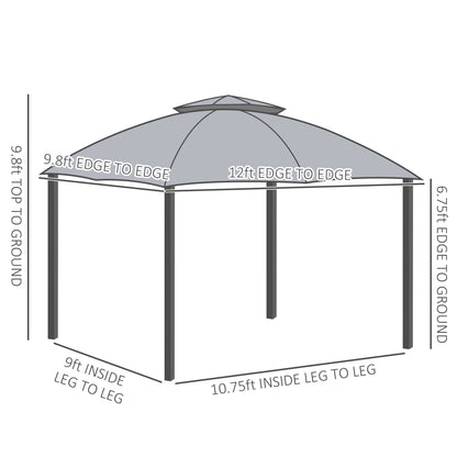 Bravo 10 x 12 ft  Solid Steel Frame  Gazebo Canopy Shelter - Grey