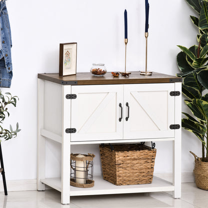 Farmhouse Double Door Coffee Bar Cabinet - White