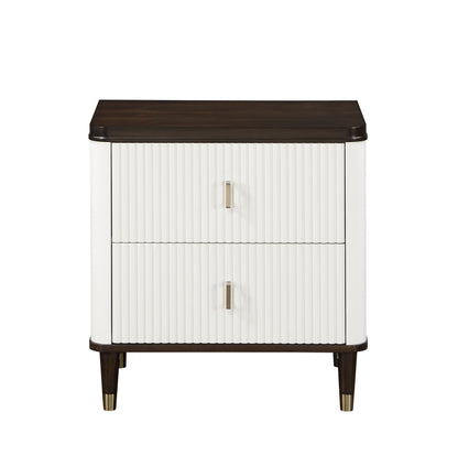 Carena Nightstand With Charging Station - White & Brown