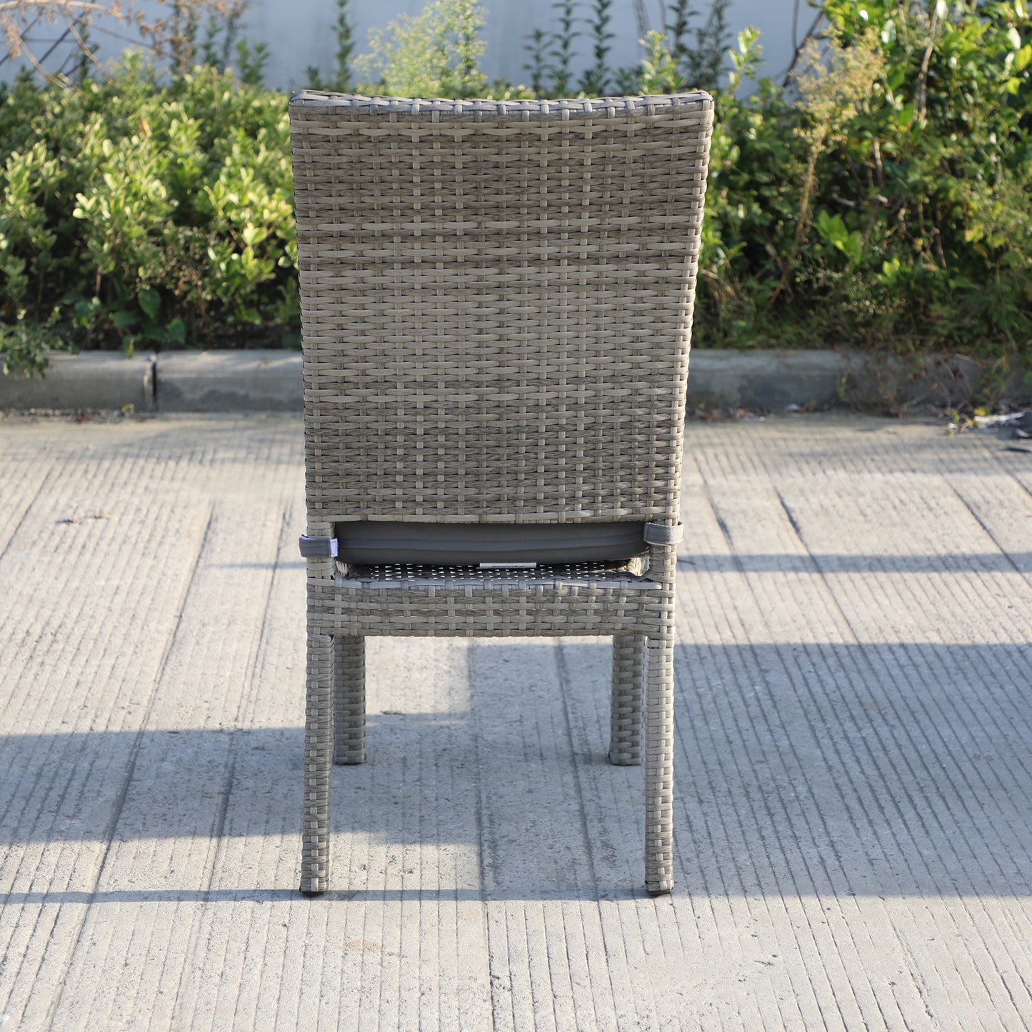 Aaron Outdoor Wicker Dining Chairs With Cushion (Set of 8) - Gray/Dark Gray