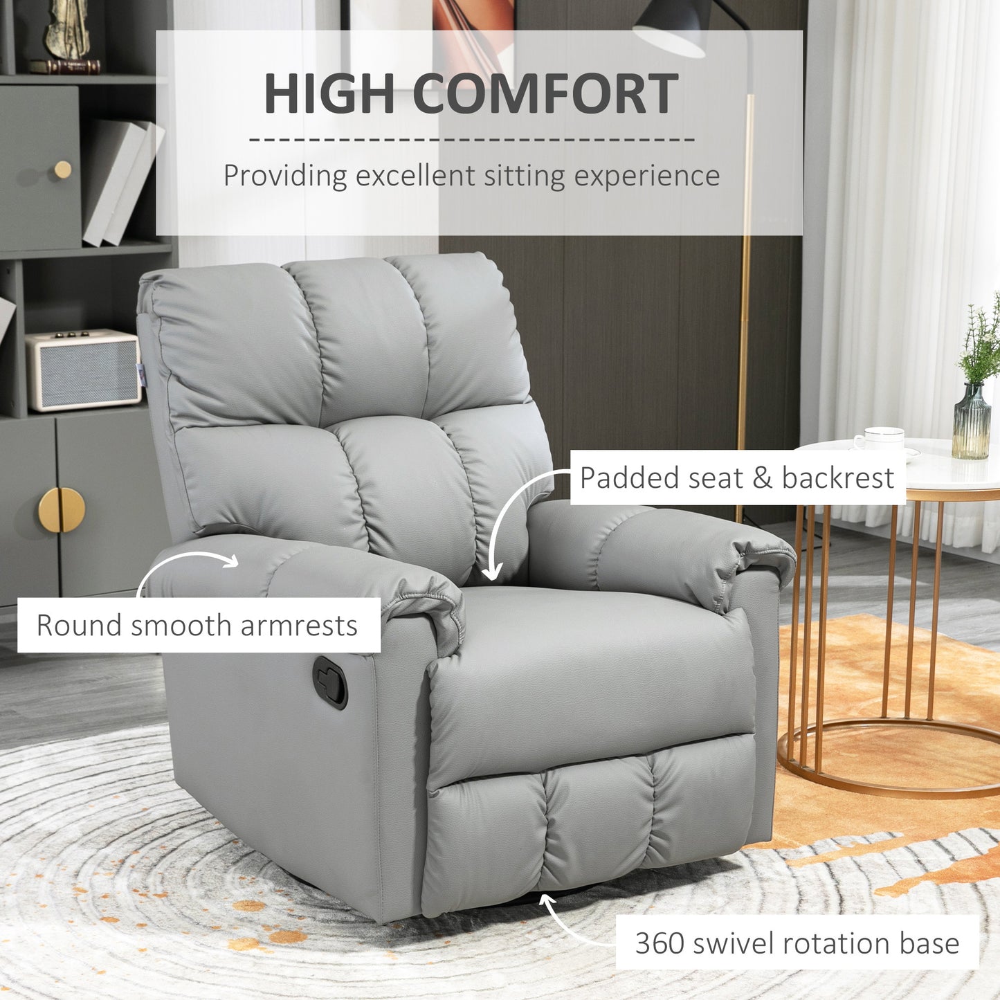 Davila Manual Reclining Chair with Footrest - Gray