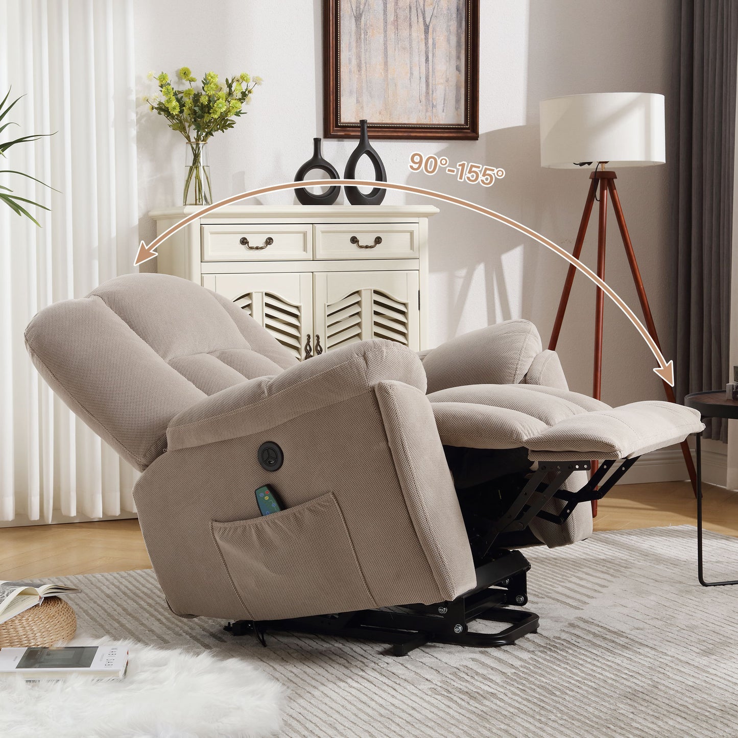 Minder Power Lift Recliner Chair Recliners - Beige