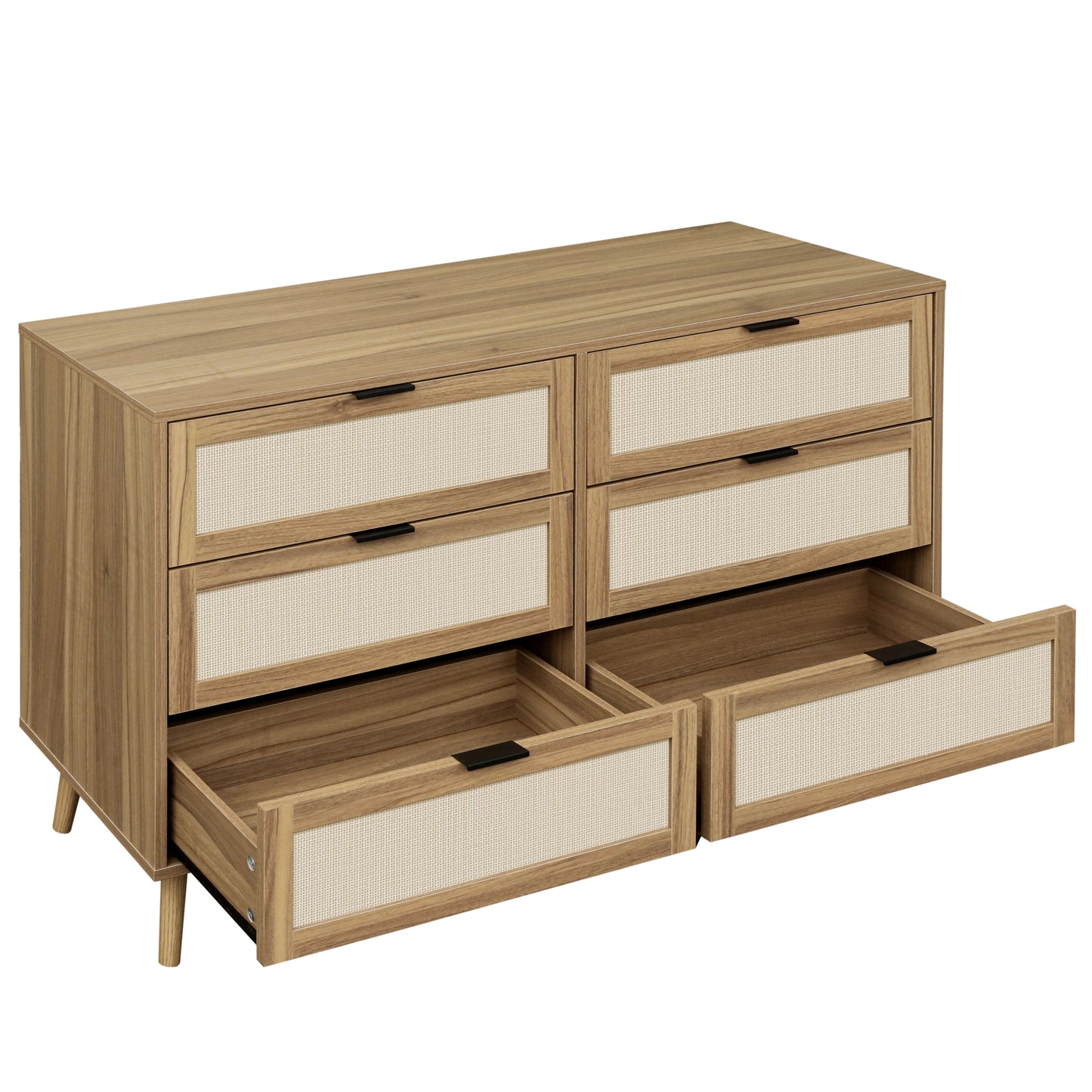 Noi 6 Drawer Dresser Wood Cabinet - Walnut