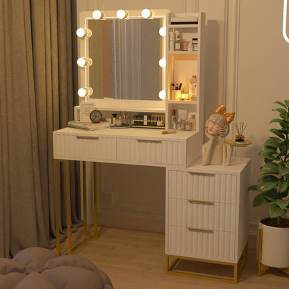 Marwa Makeup Vanity Desk with Mirror and Lights