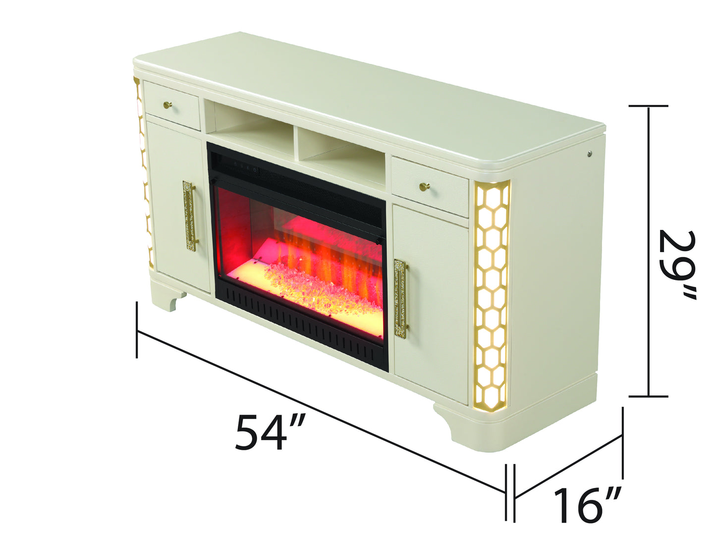 Jasmine TV Stand With Electric Fireplace - Beige